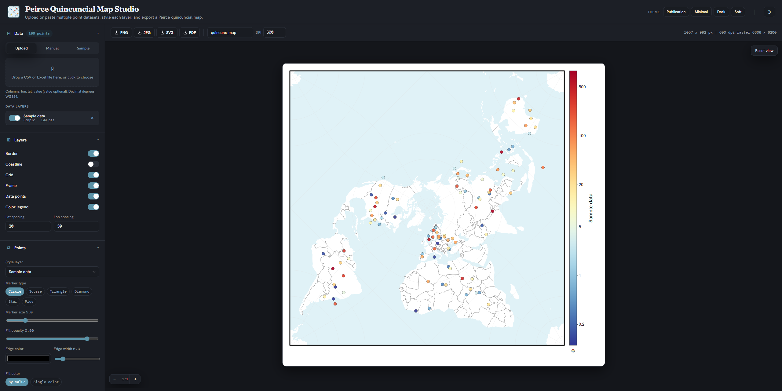 Peirce Quincuncial Map Studio preview