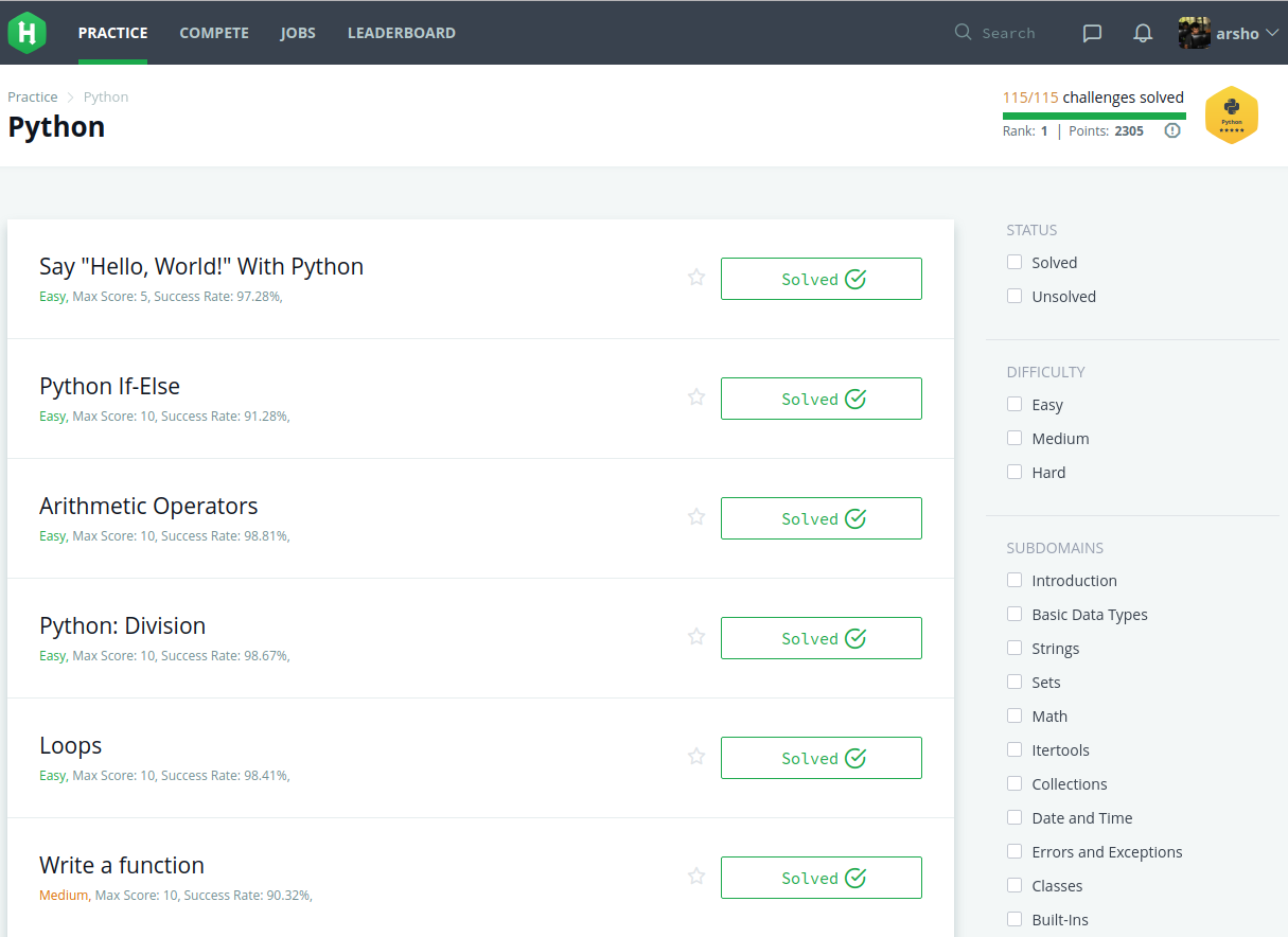 Github Arsho Hackerrank Python Domain Solutions Solutions Of Challenges Of Hackerrank Python Domain