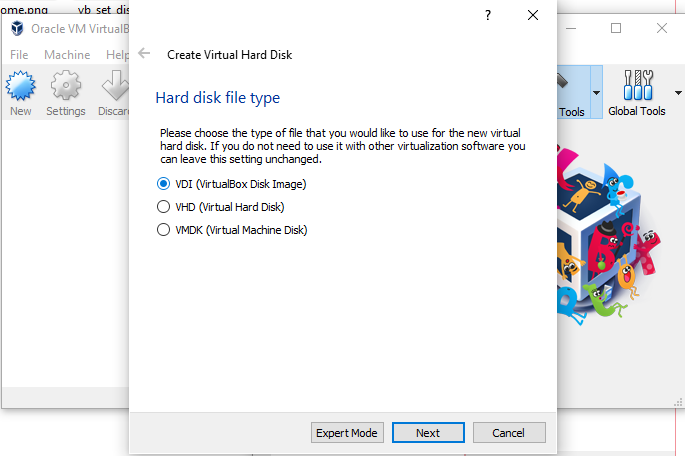 Set tipe harddisk VM baru Oracle VM VirtualBox