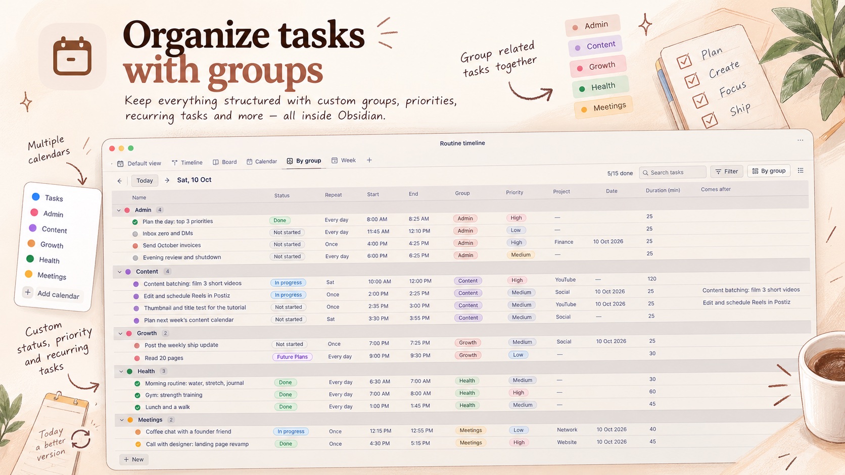 Organize tasks with groups