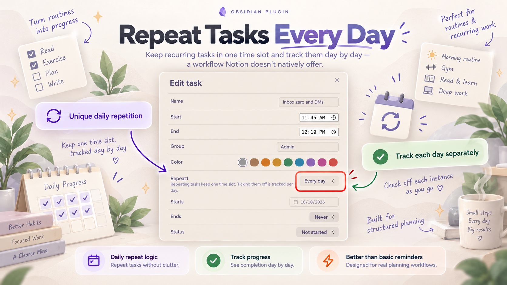 Routine Timeline screenshot — Repeat tasks every day