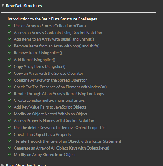 learn.freecodecamp.org - Basic Data Structure