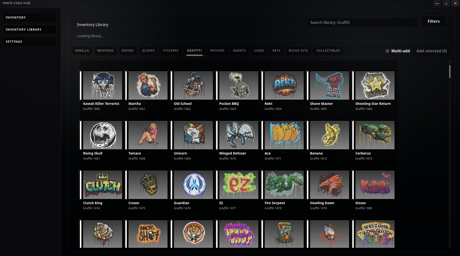 CS:GO graffiti inventory