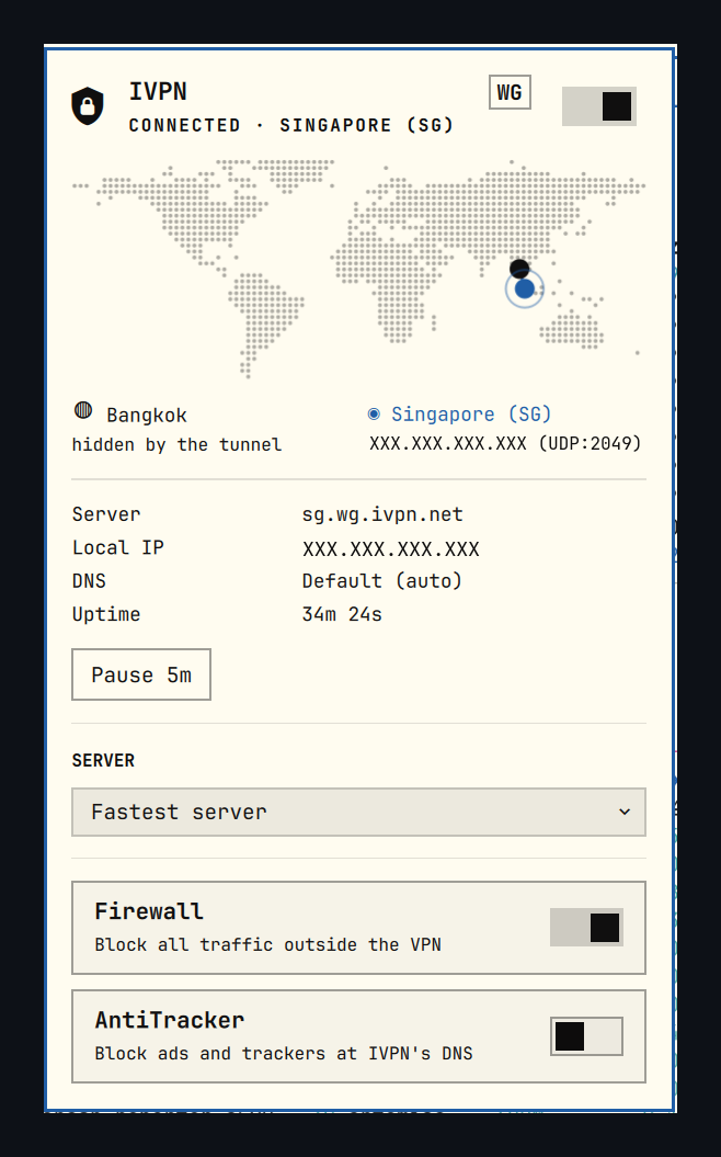 IVPN widget panel
