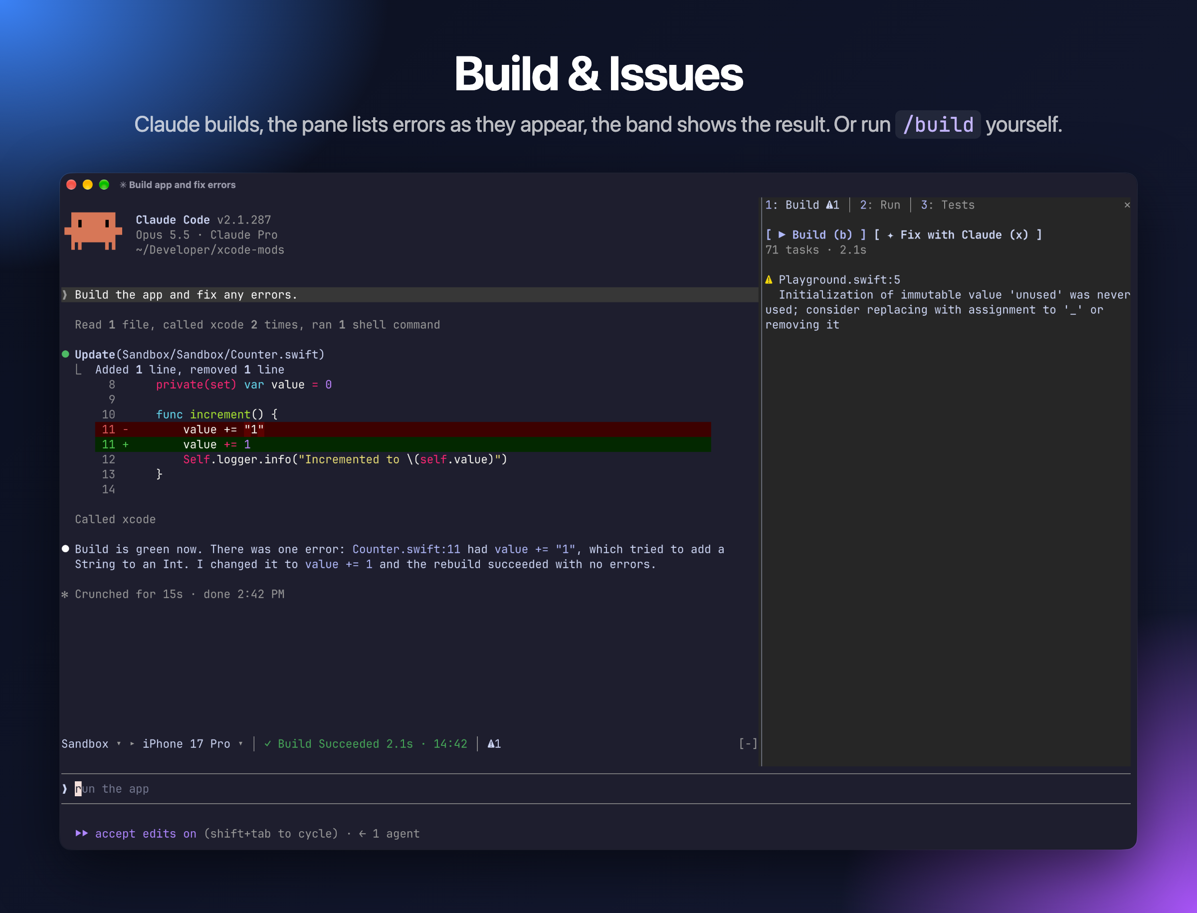 Build tab