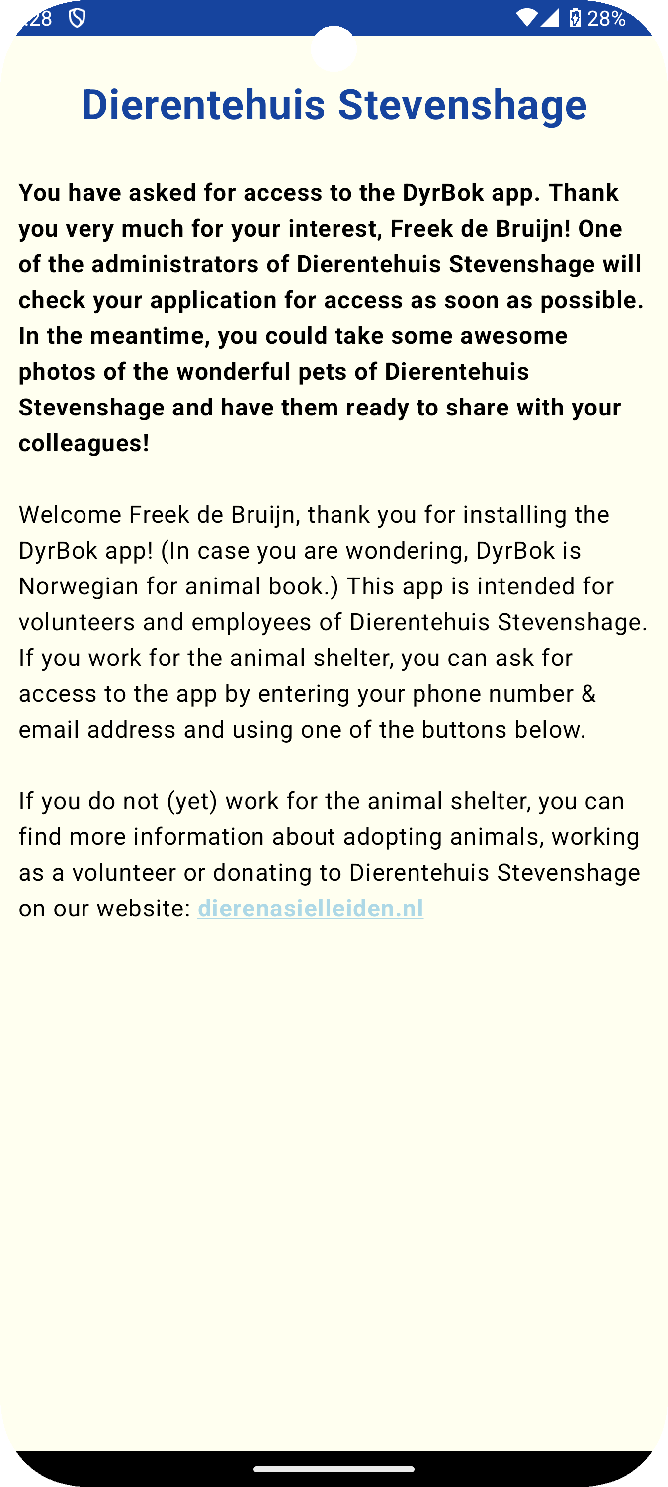 DyrBok login - wait for access.