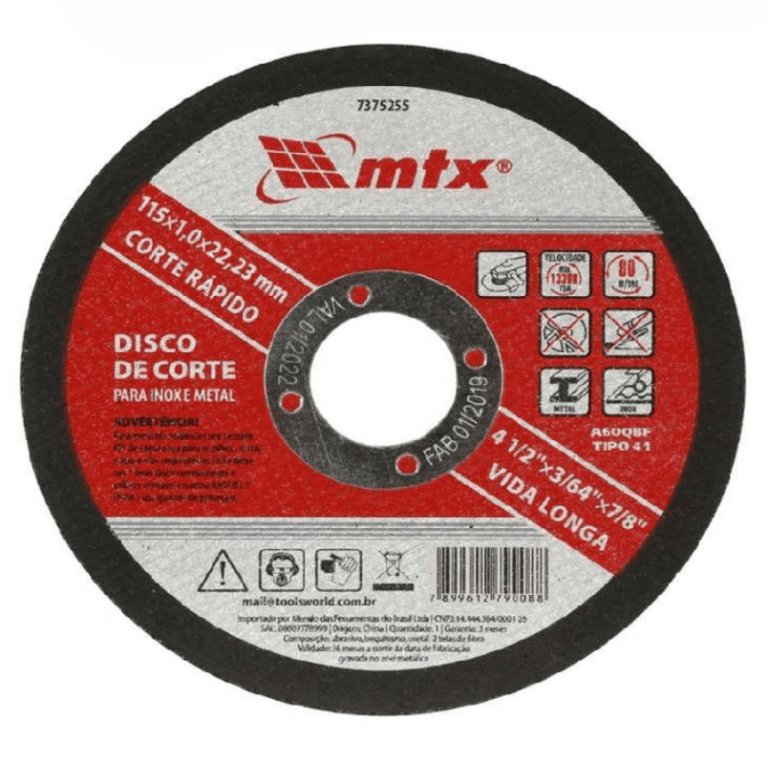 DISCO CORTE INOX 4.1/2" X 1,0 X 7/8" DETONI