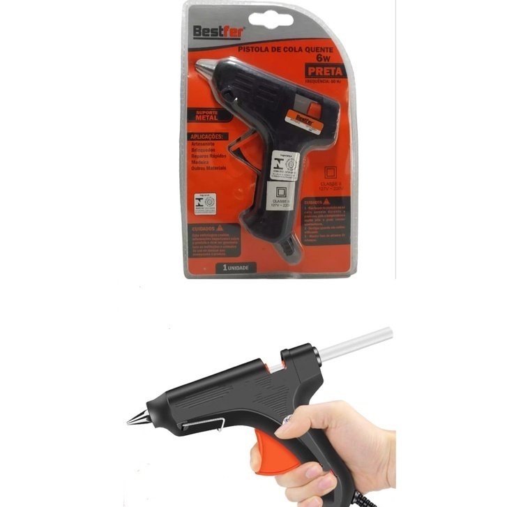 PISTOLA COLA QUENTE BIVOLT 12W PRETA - BF