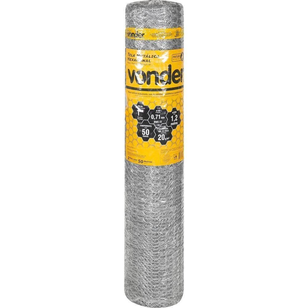 TELA HEX PINTEIRO 1" BWG 22 X 1,2M X 50M VONDER