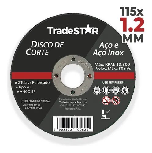 DISCO DIAM. 115 MM P/ CORTE DE METAL 4.1/2"