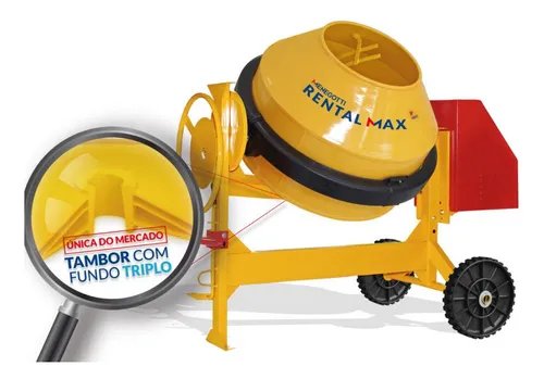 BETONEIRA 400L RENTAL MOTOR MONO 2CV 220V 4P C/RODA PLASTICA