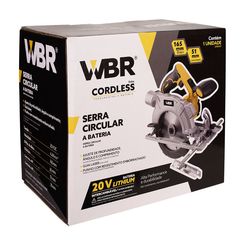 SERRA CIRCULAR 165MM GUIA LASER - WBR CORDLESS