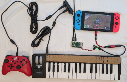 USB MIDI keyboard controlling Farming Simulator on Nintendo Switch