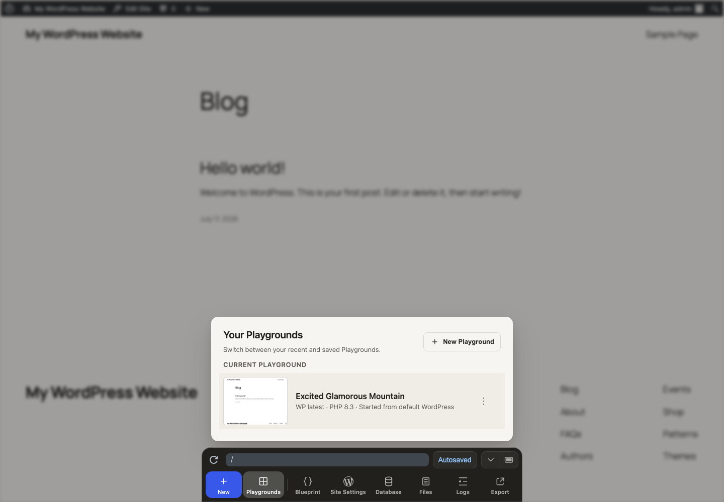 Saved Playgrounds list using a front-page thumbnail