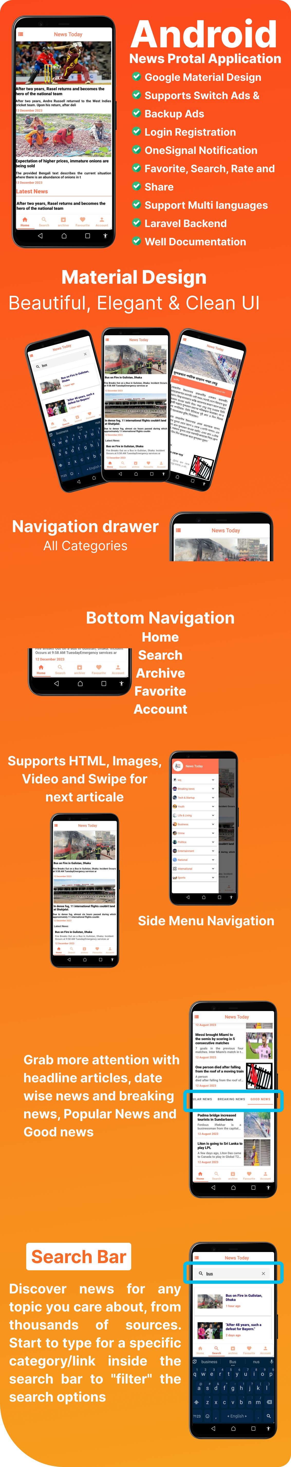 News Today Android Native App with Laravel Admin Panel - 1