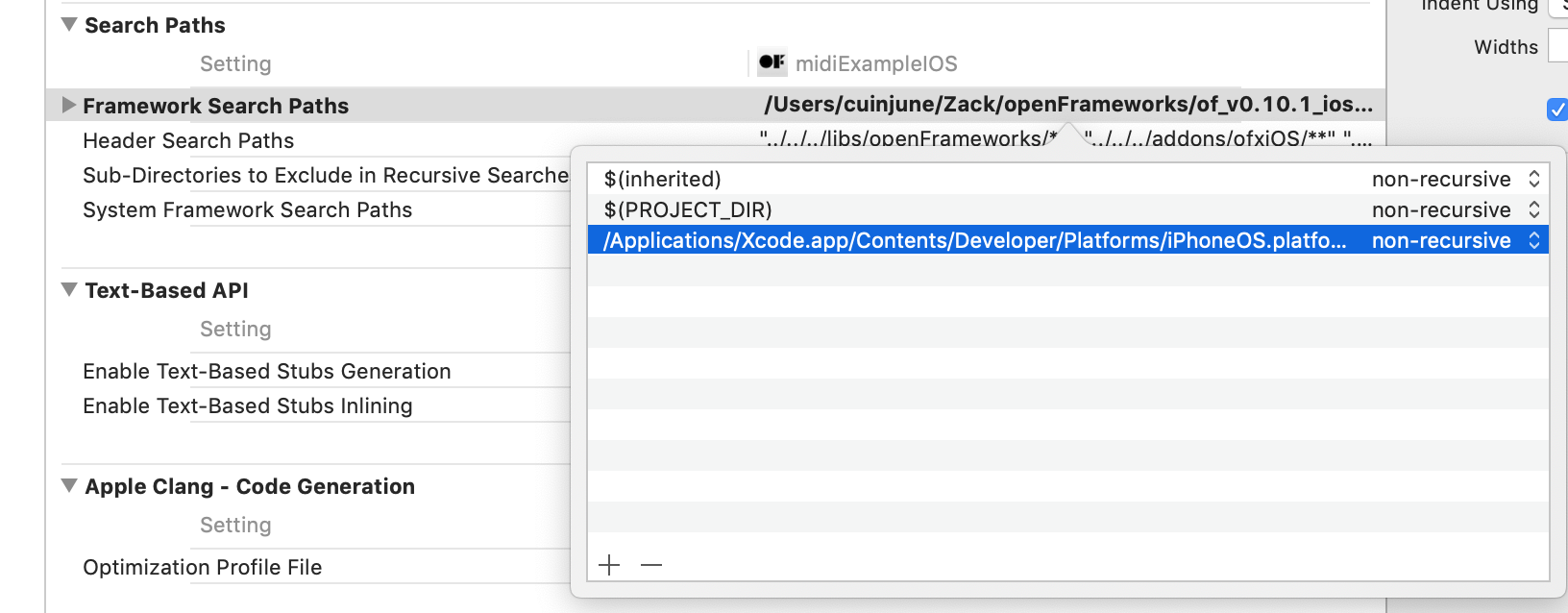 iOS Framework search paths