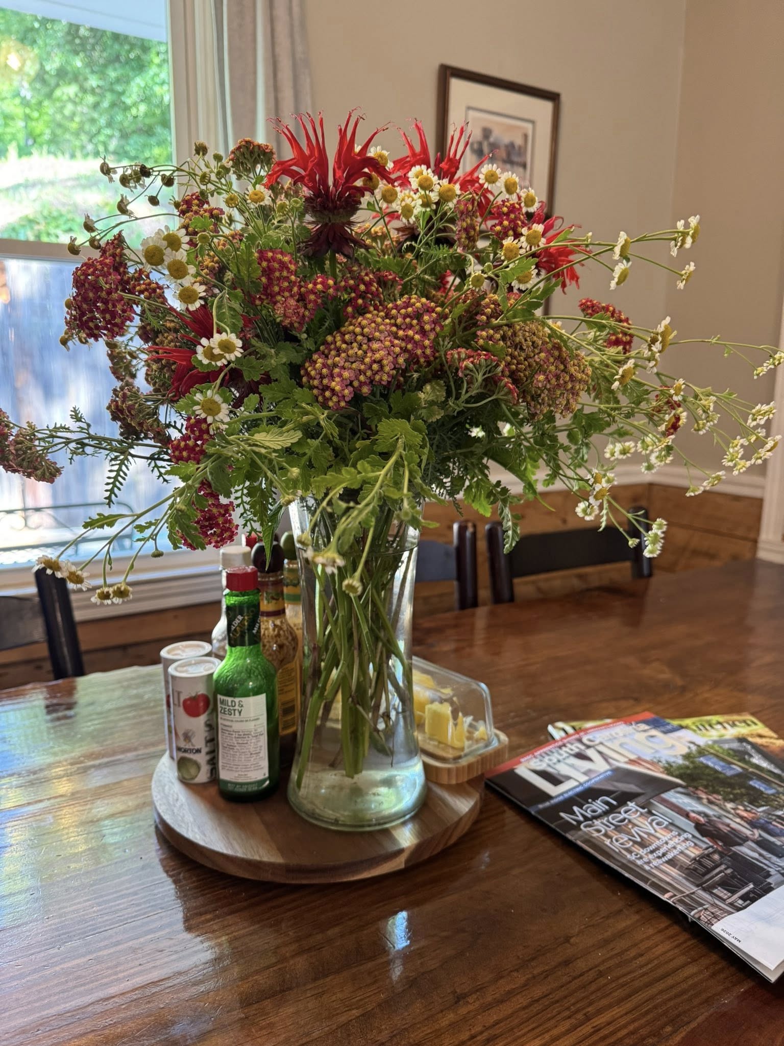 Fresh-cut wildflower bouquet in vase