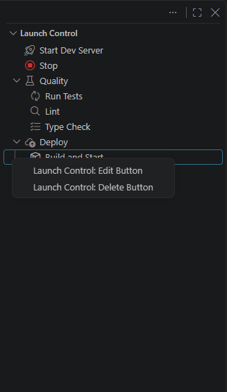 Launch Control tree view