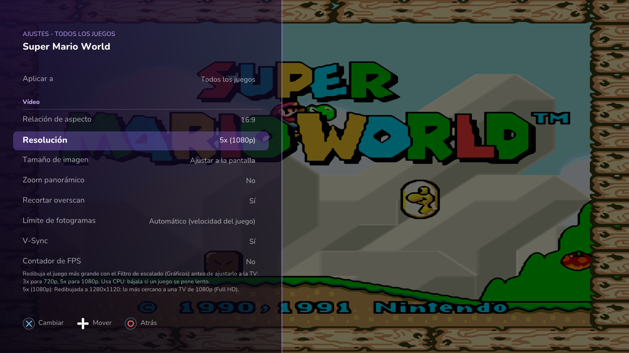 Menú del juego