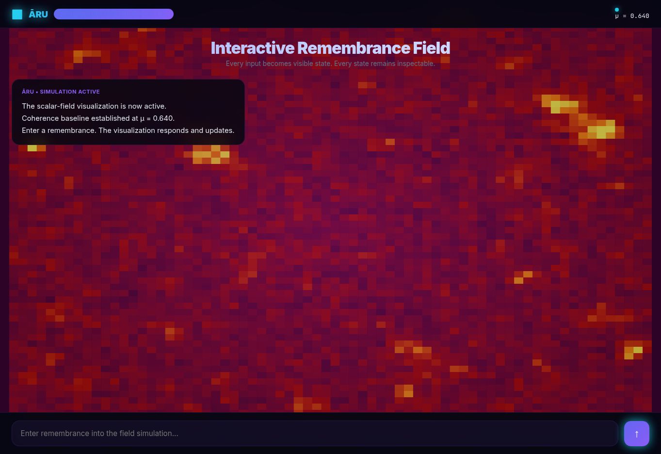 ĀRU Remembrance Field interface preview