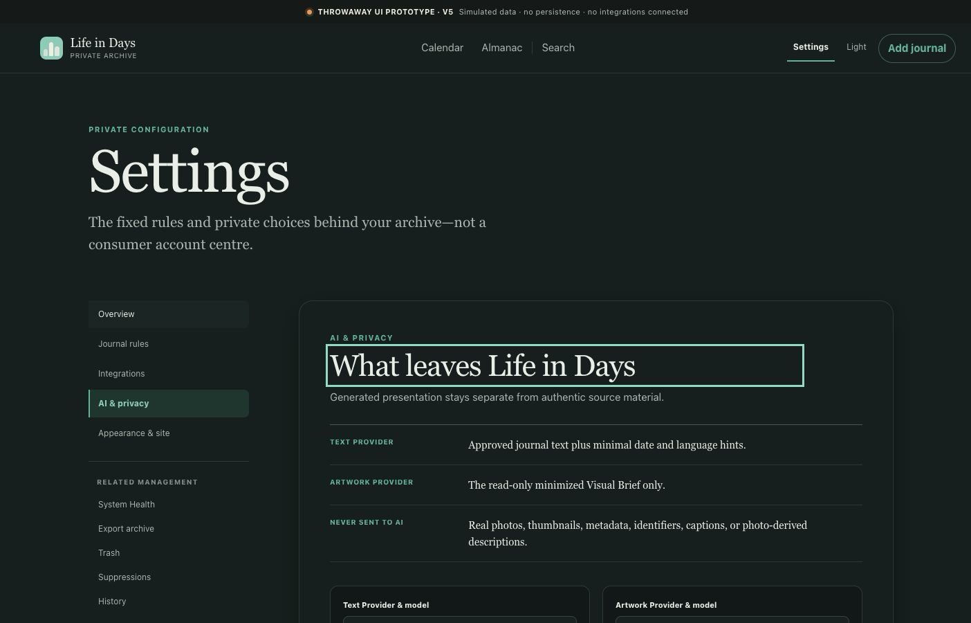 v5 AI and privacy settings direction