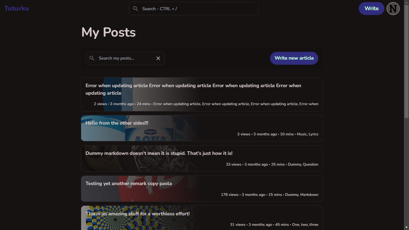 My Posts Page