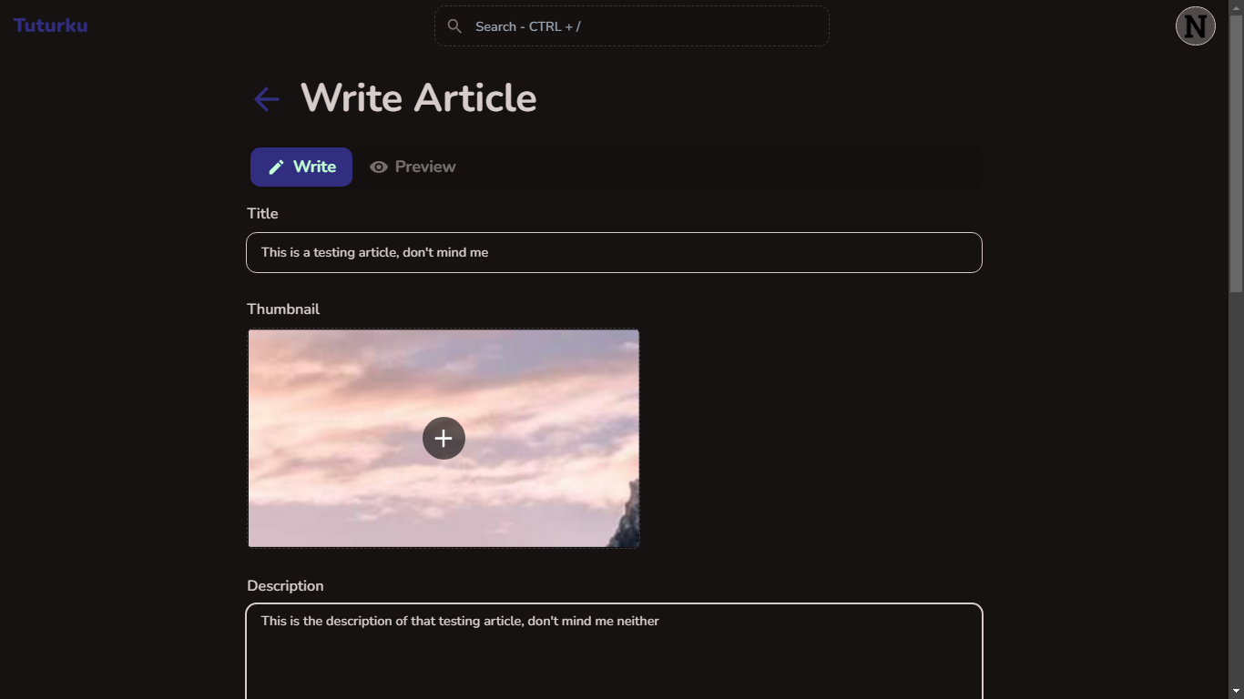 Write Article Page