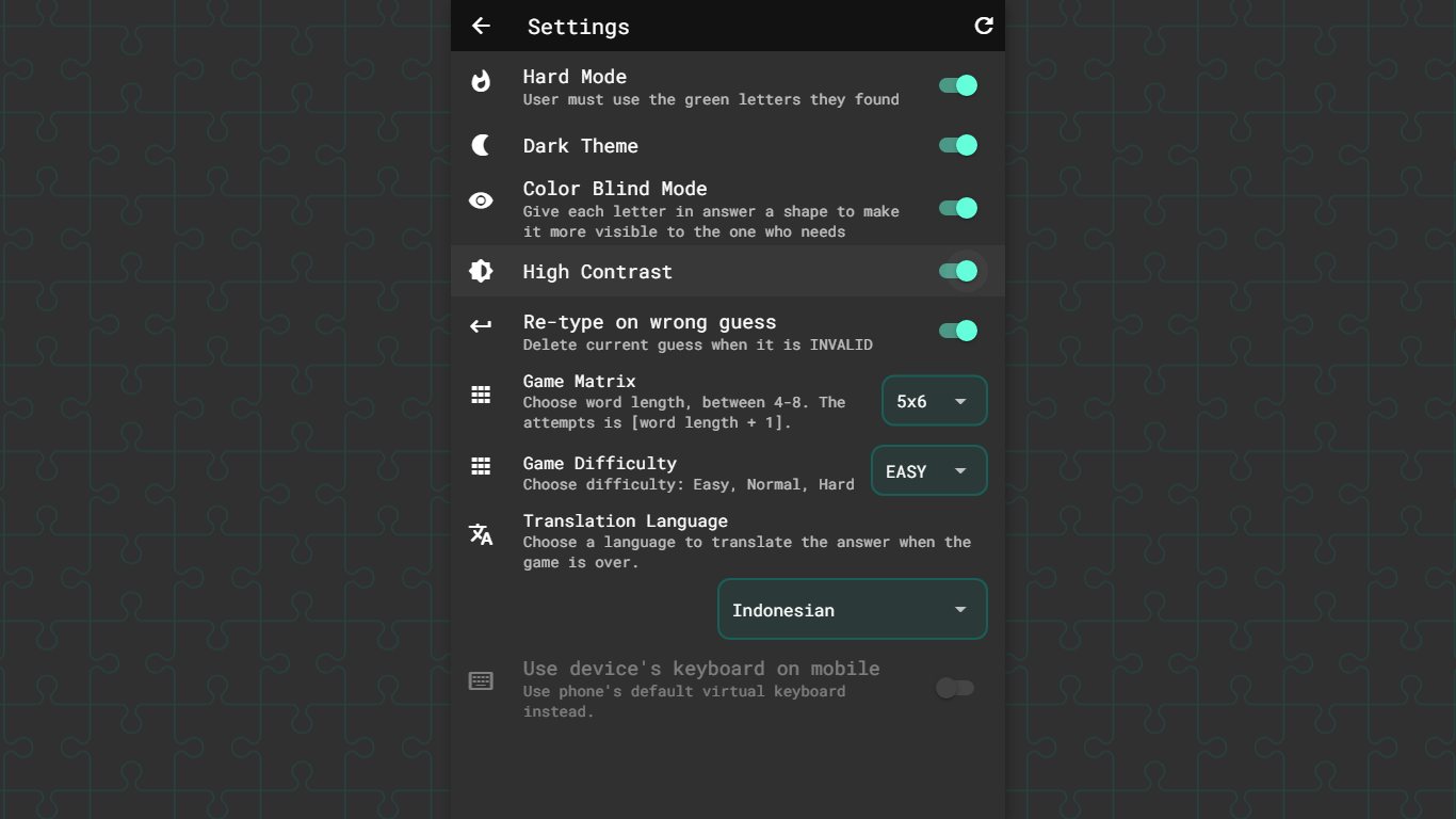 Settings Page