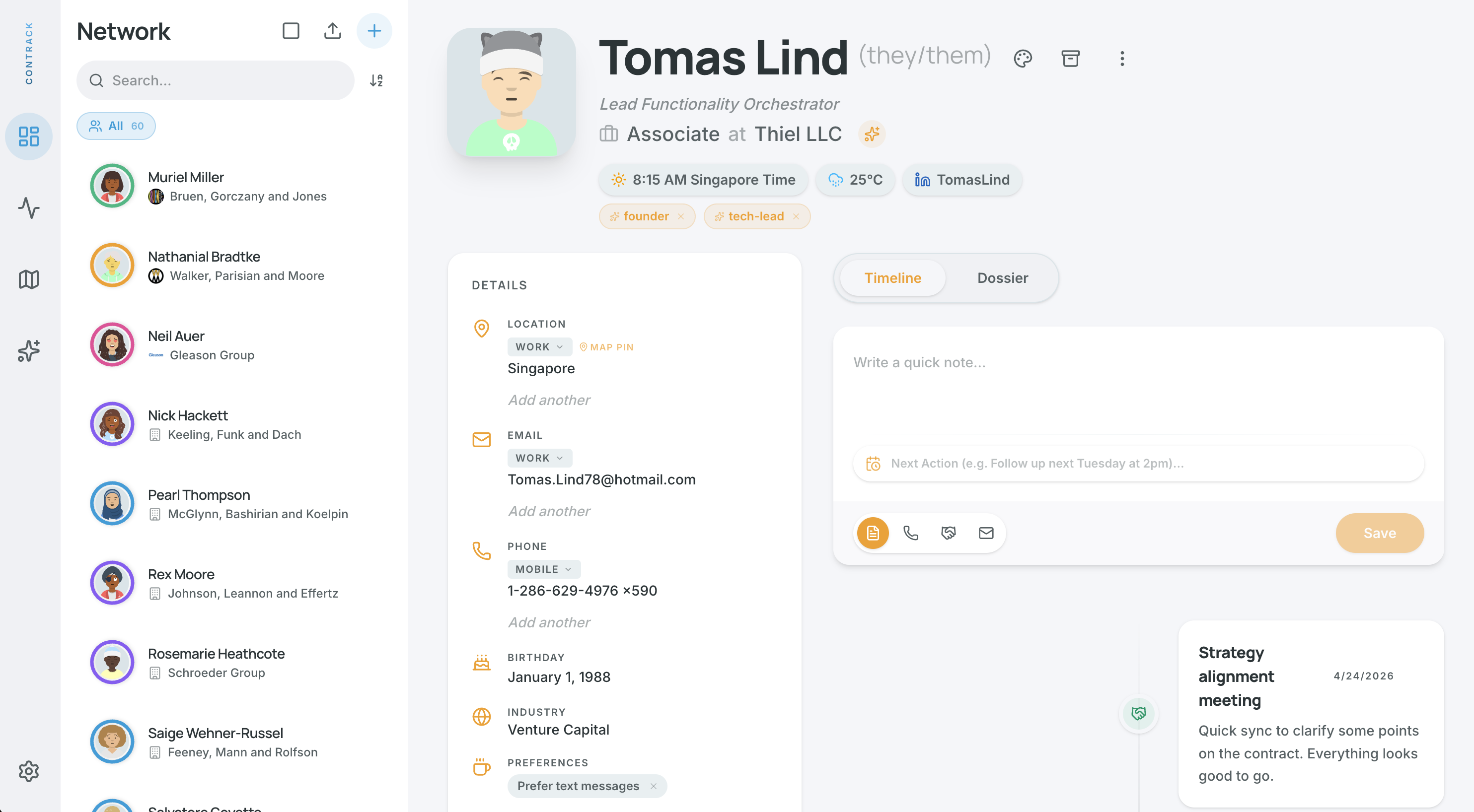 Rich Contact Profile Detail