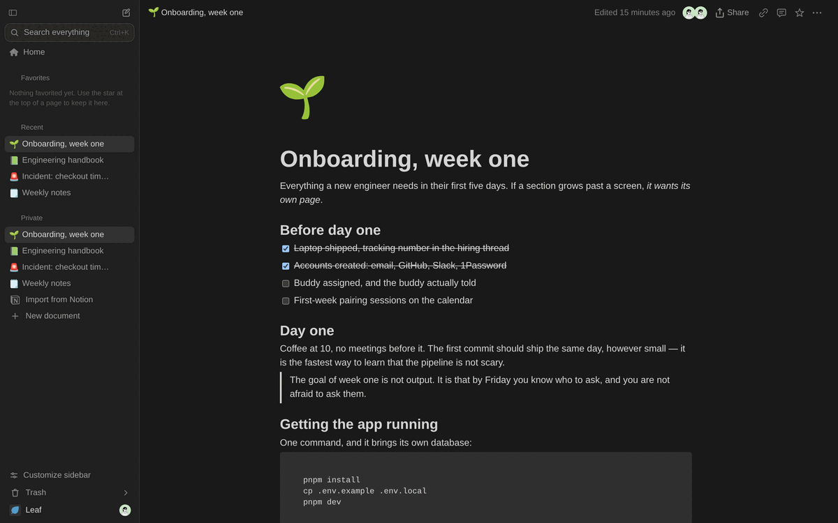 Pressing Ctrl+K, typing a few letters, and the matching document opening