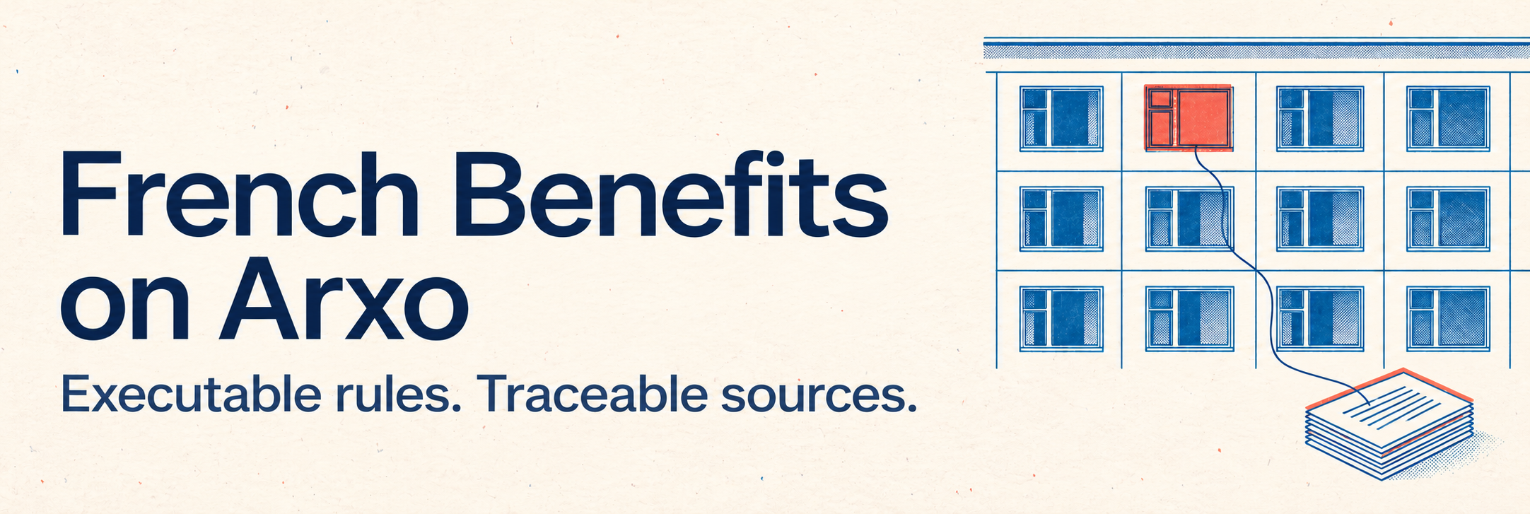 French Benefits on Arxo — executable rules, traceable sources.