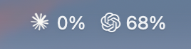 LLMits Claude and ChatGPT quota percentages in the macOS menu bar