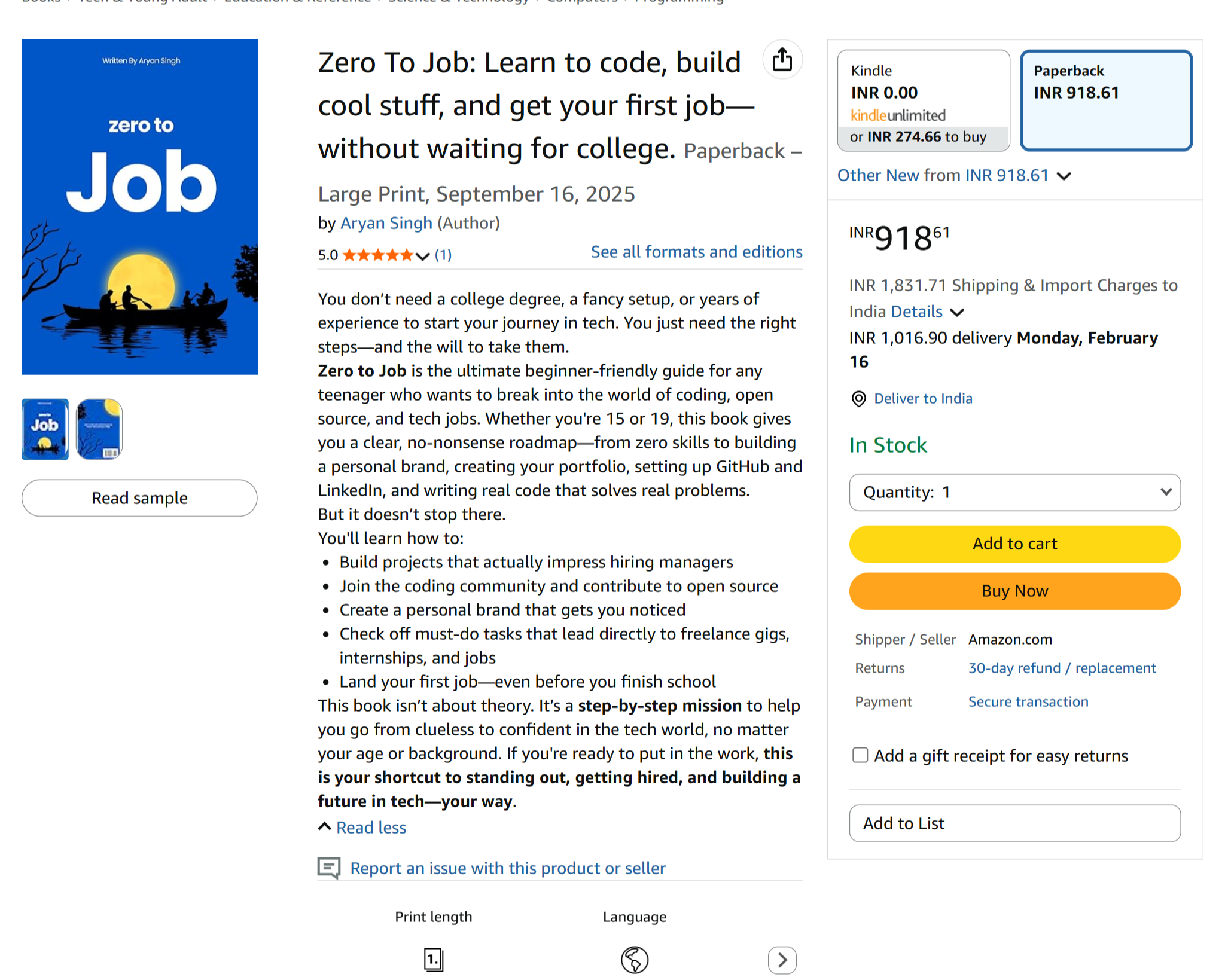 Zero To Job on Amazon