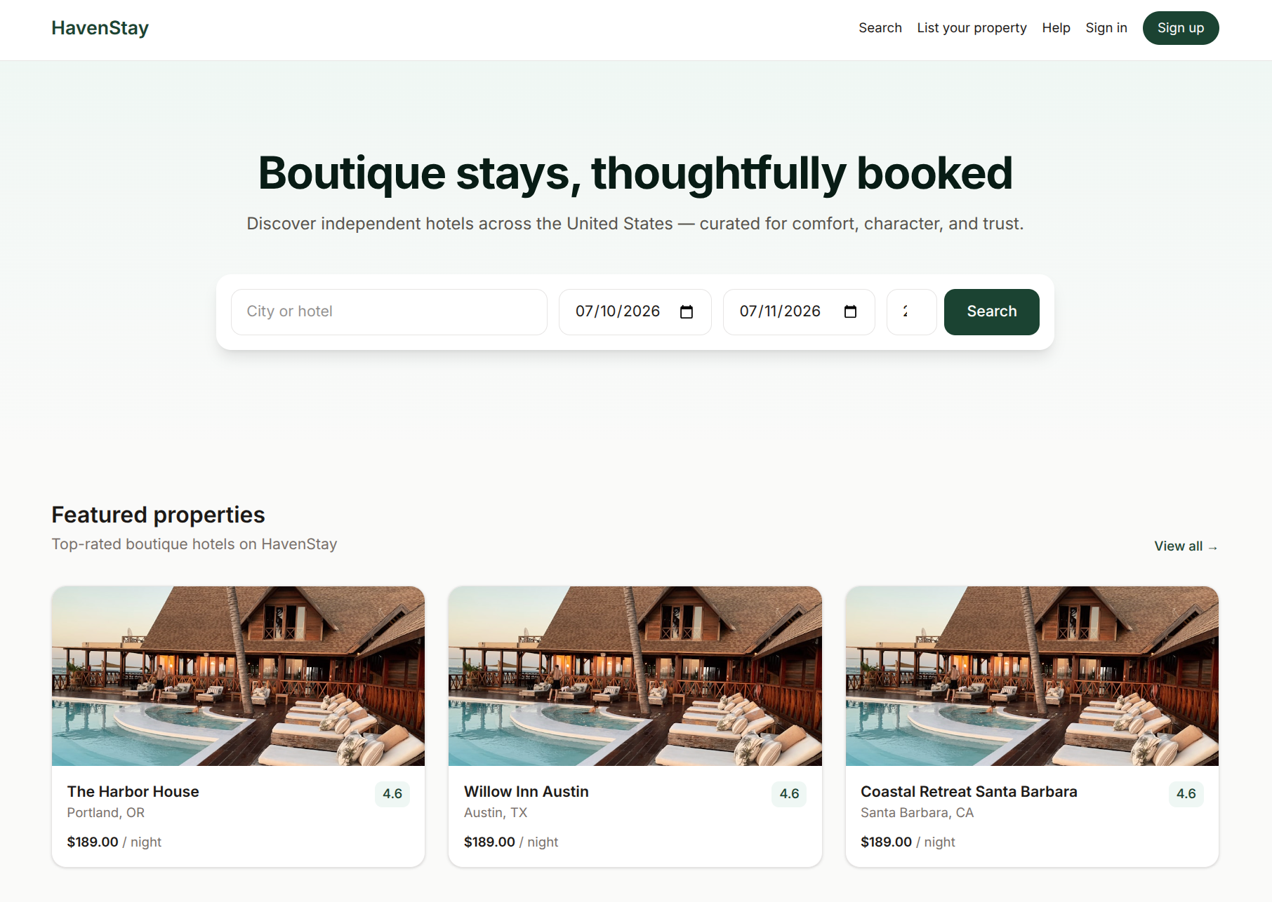 HavenStay built with Lamina (design + verify cycle)