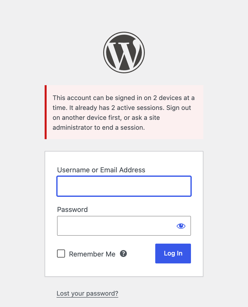 A login refused over the session limit