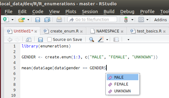 Picture: RStudio code completion