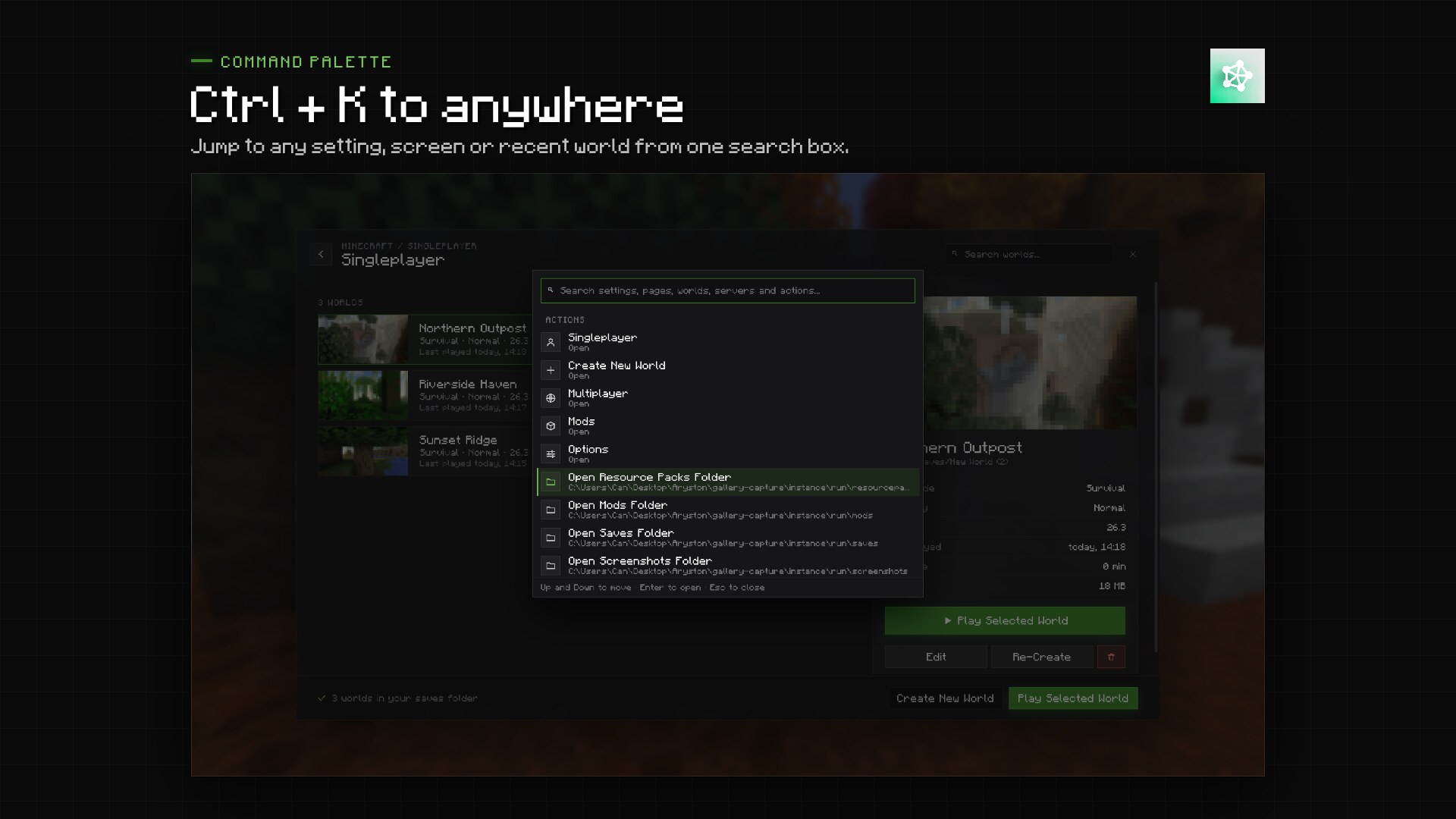 Ctrl + K to anywhere