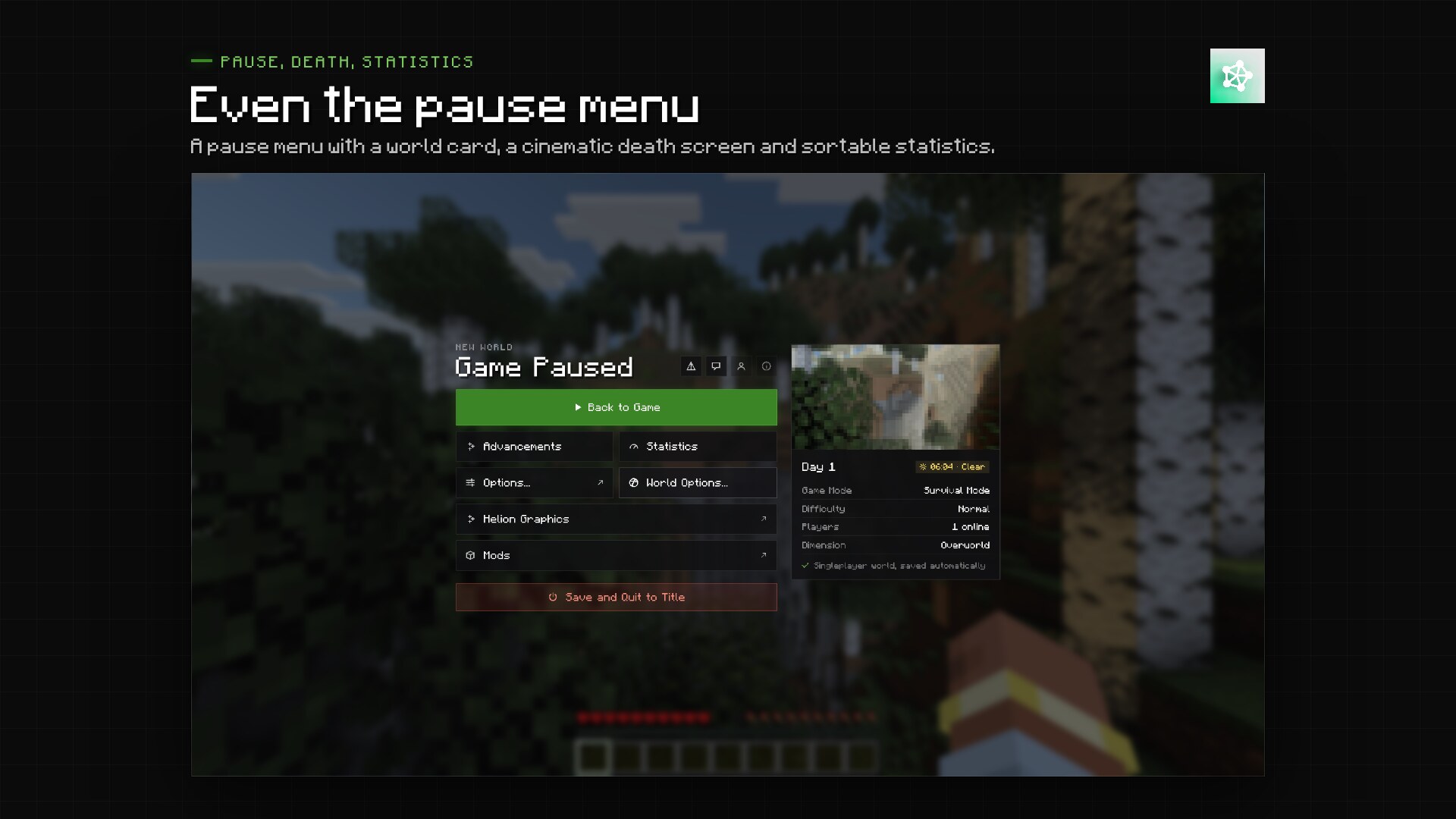 Even the pause menu