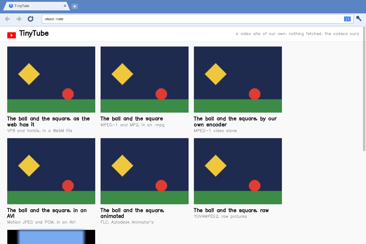 about:tube, the built-in video site