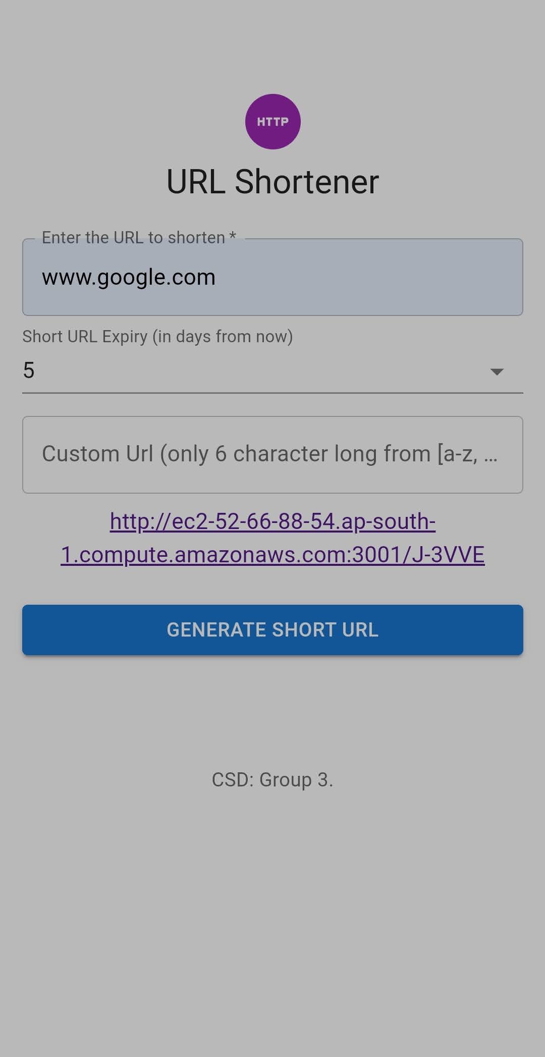 Short Url Generated