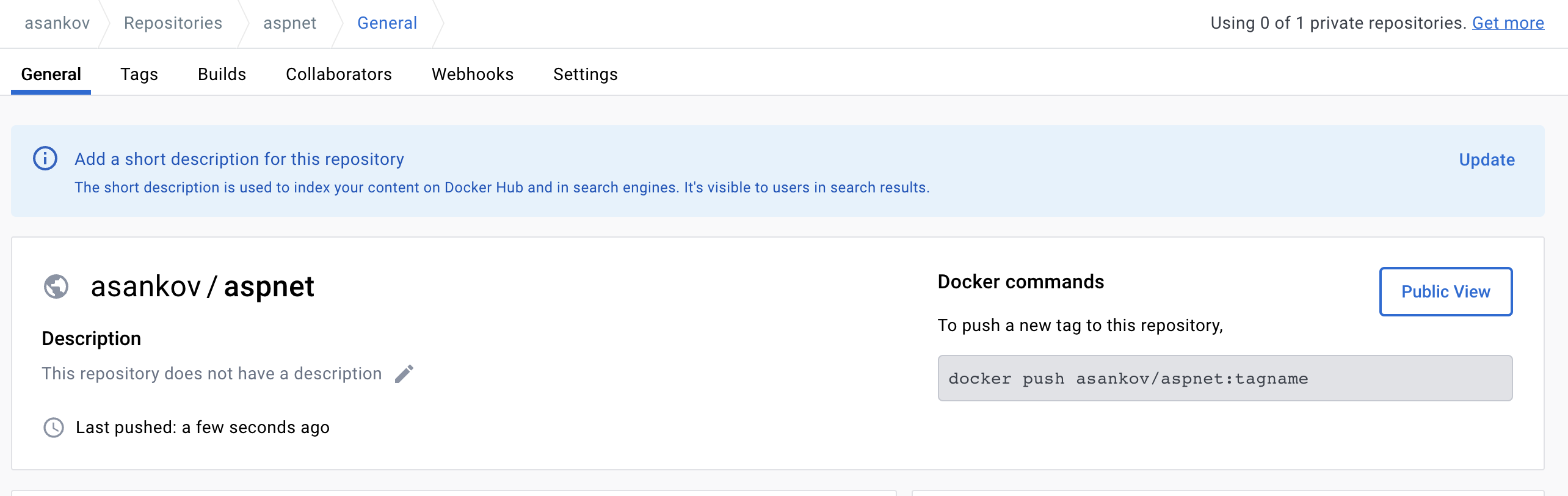 Screenshot from Docker Hub showing the image