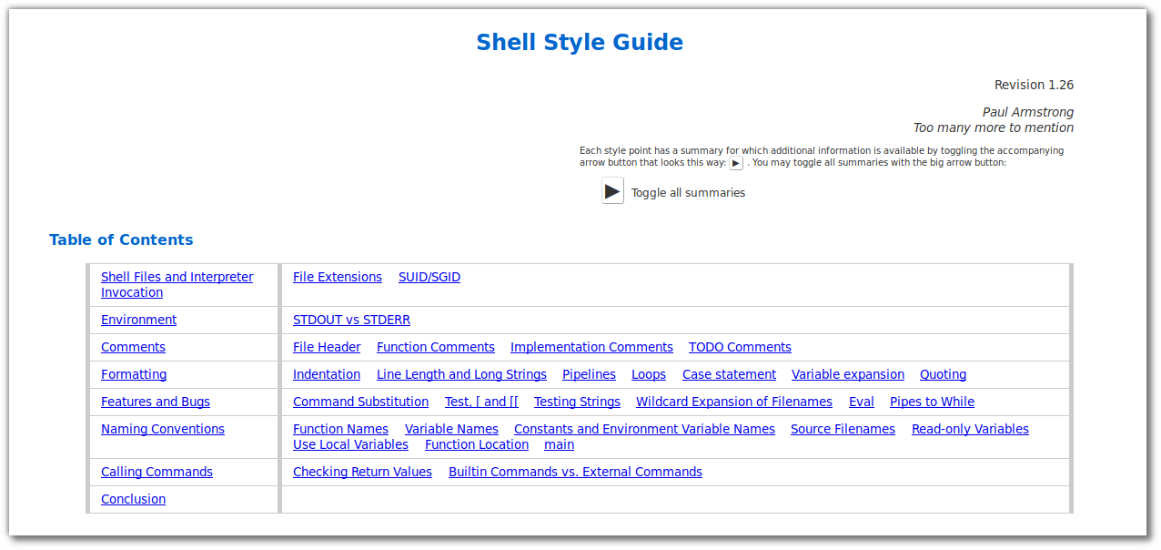 Guía de estilo de Google de Bash Shell Script