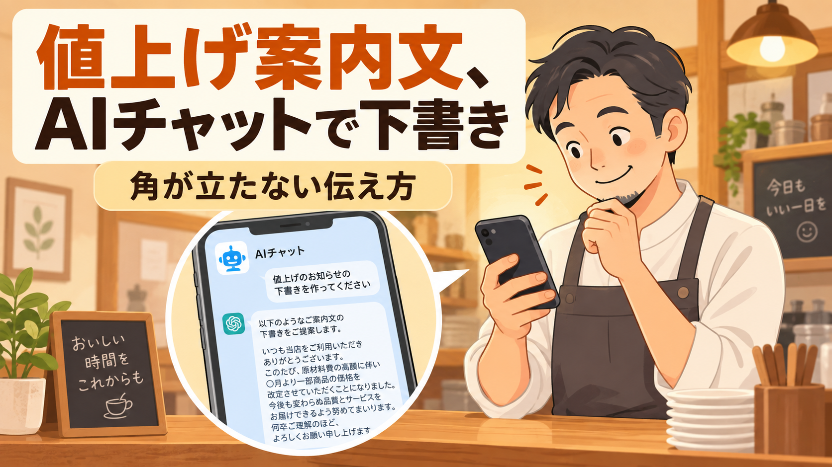 値上げのお知らせ、角が立たずに書けますか?AIチャットで案内文の下書きを作る方法
