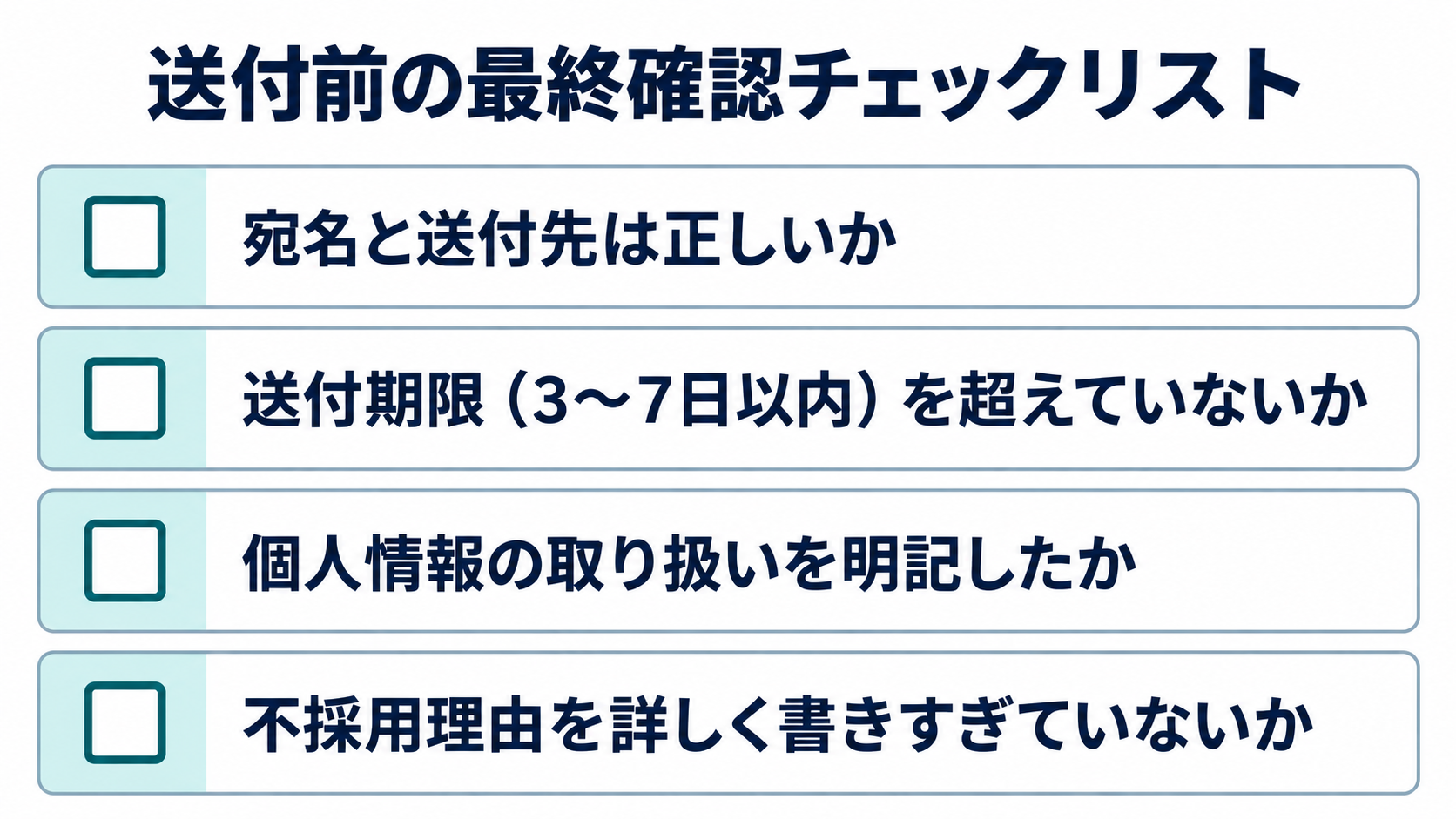 送信前に確認する4つの項目を一覧にしたチェックリスト図