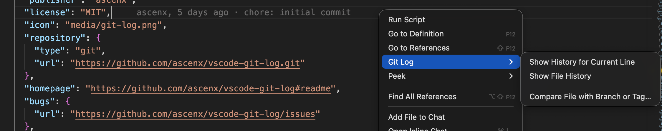 Current-line Blame and Editor Menu