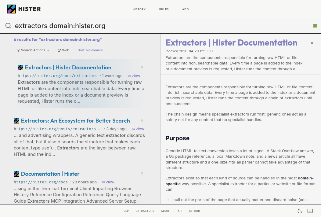 hister screenshot