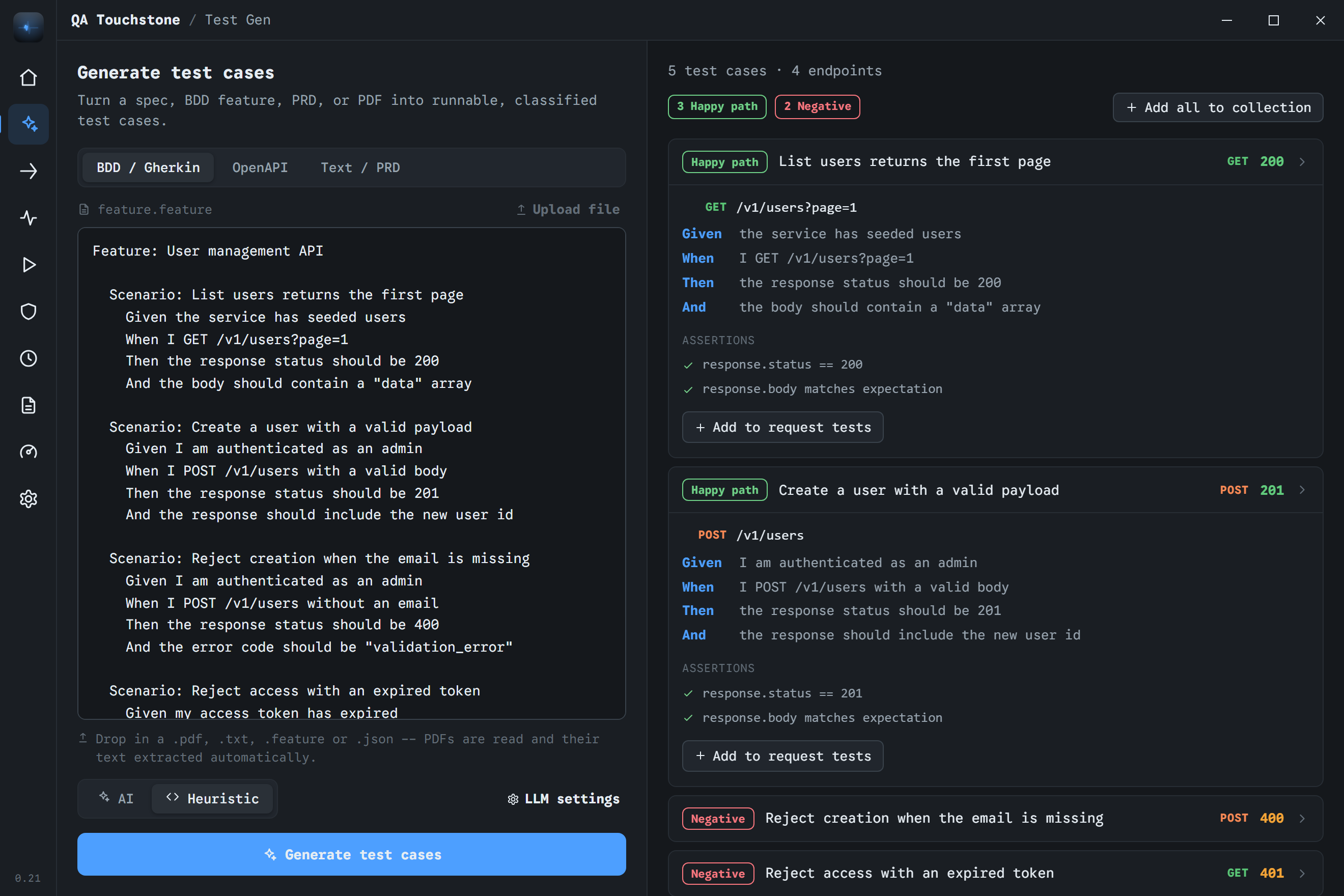 AI test generation