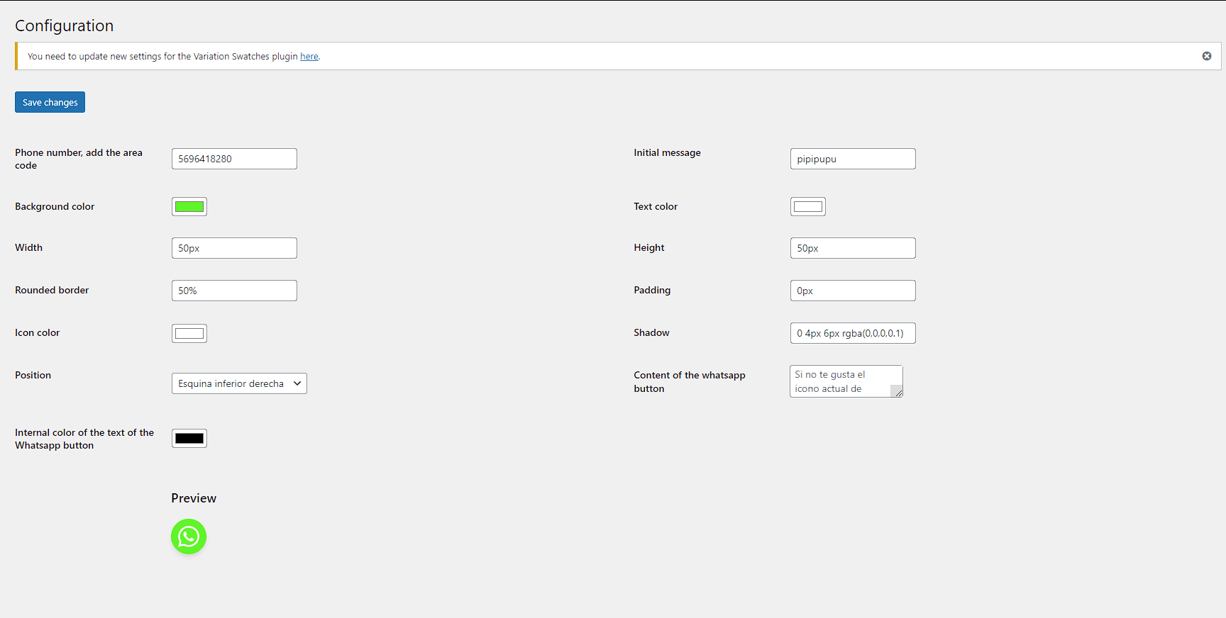 Configuración del Plugin