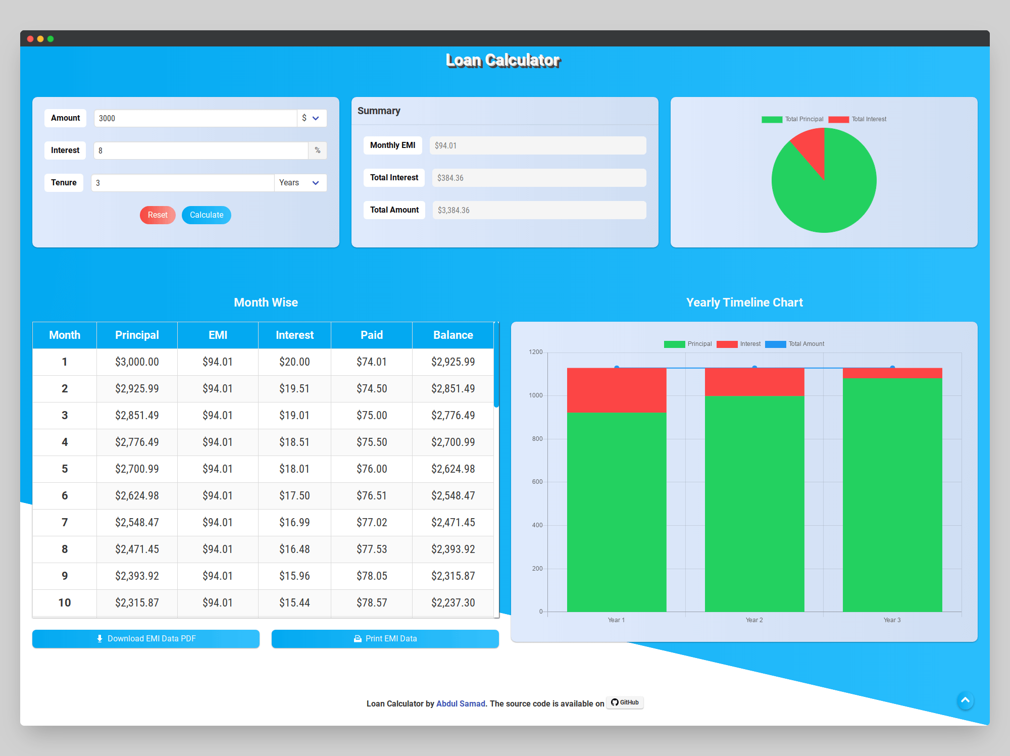 loan calculator app screenshot