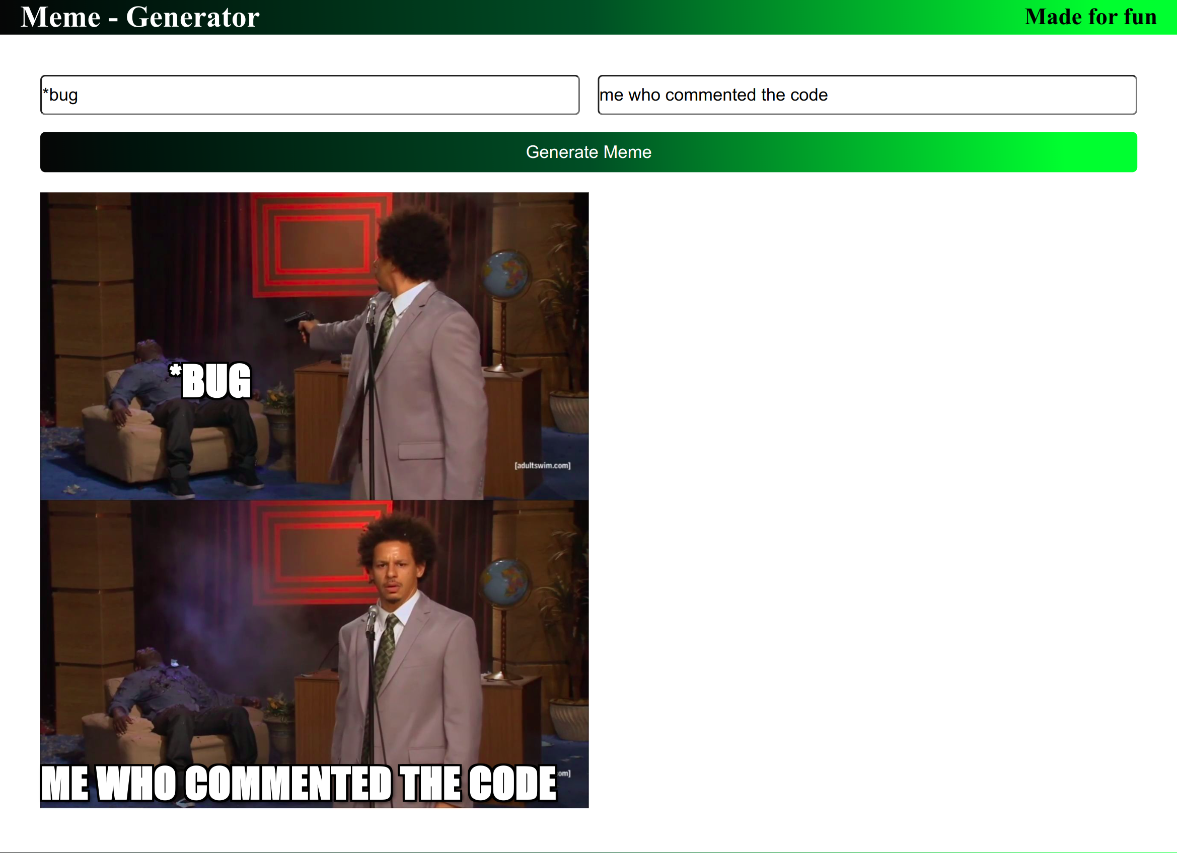 meme generator homepage image